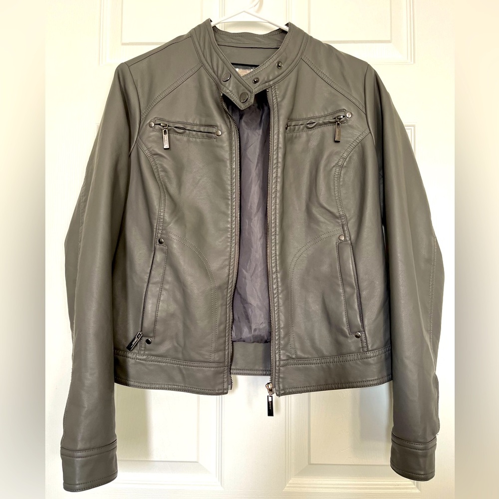 Fall gray faux leather jacket medium